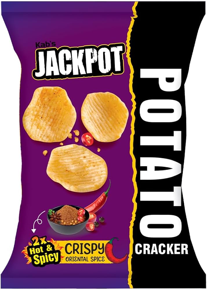 JACKPOT POTATO CRACKER 2X HOT AND SPICY 60GM
