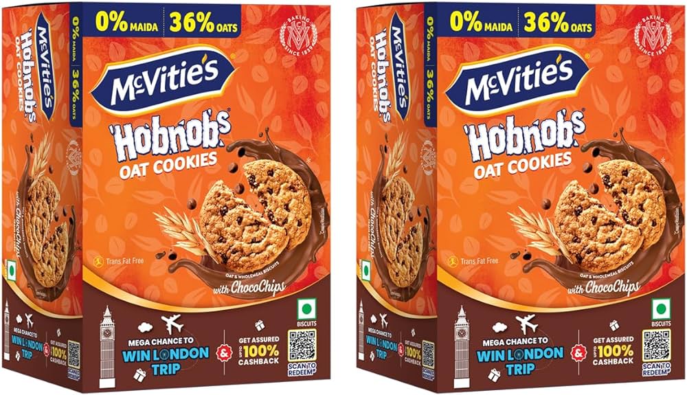 MCVITIES HOBNOBS OAT COOKIES WITH CHOCO CHIP 153.85G