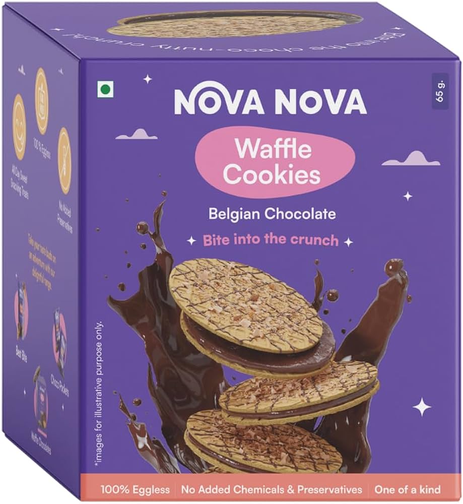 NOVA NOVA WAFFLE COOKIES BELGIAN CHOCOLATE 65 GM