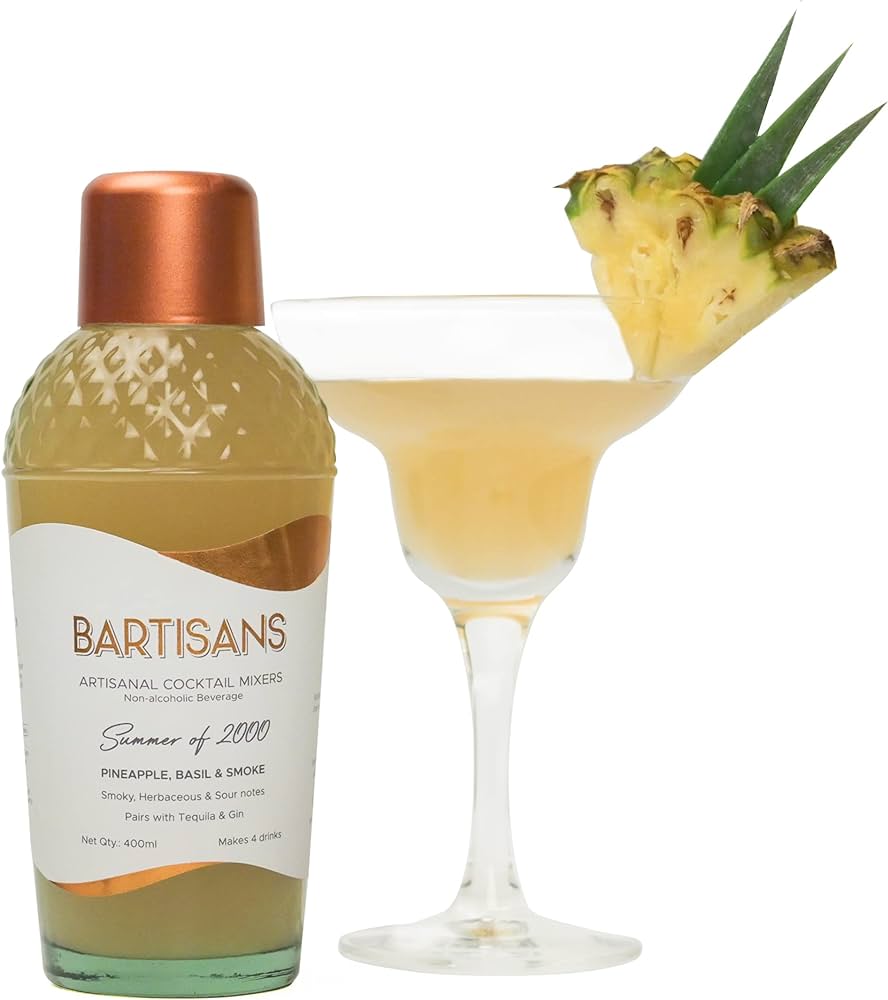 BARTISANS SUMMER OF 2000 SMOKED PINEAPPLE AND BASIL ARTISANAL COCKTAIL MIXERS 400ML