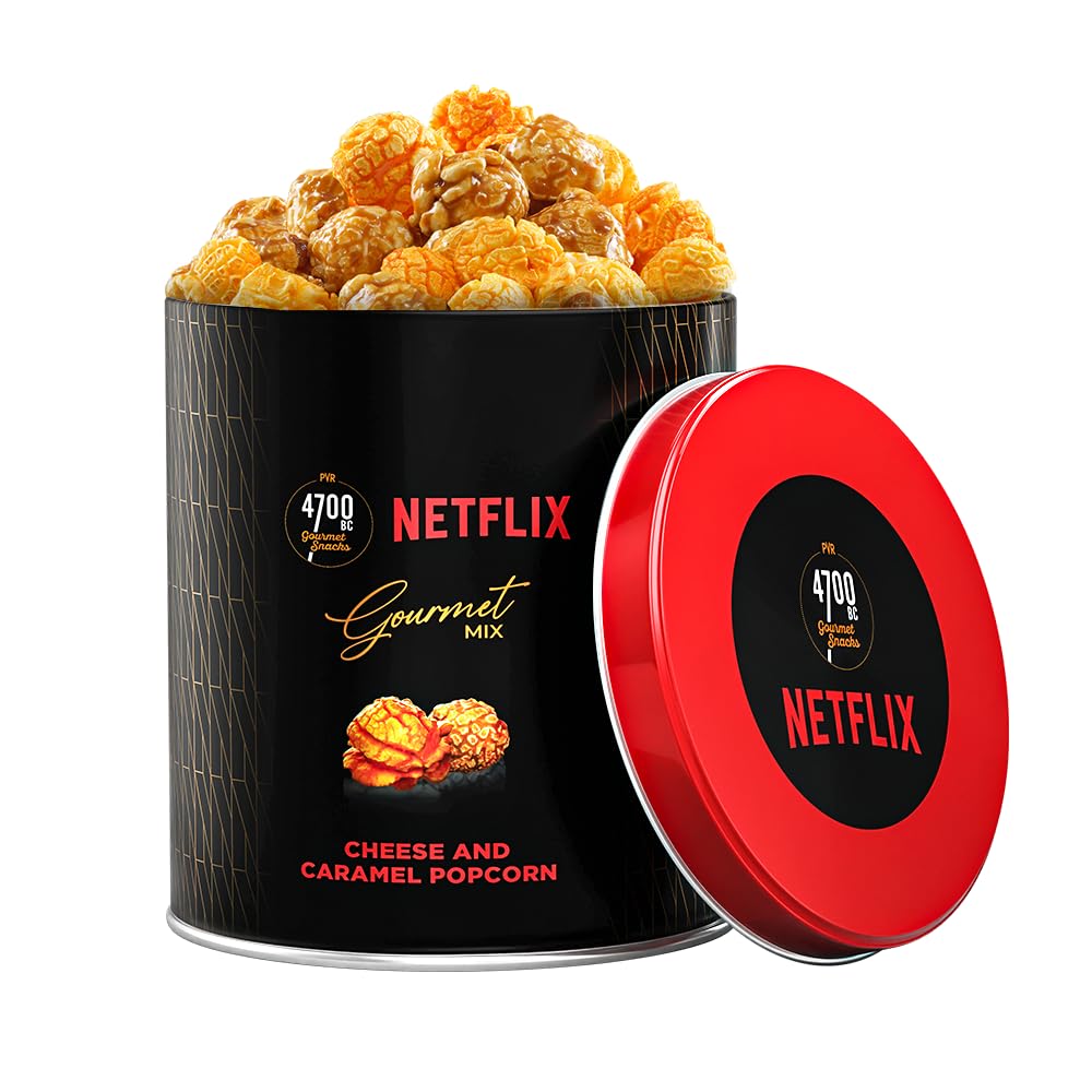 4700BC NETFLIX GOURMET MIX CHEESE AND CARAMEL POPCORN TIN 75 GM