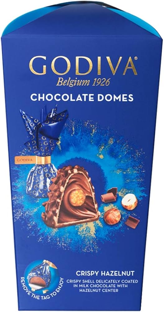 GODIVA BELGIUM 1926 CRISPY HAZELNUT CHOCOLATE DOMES 150G