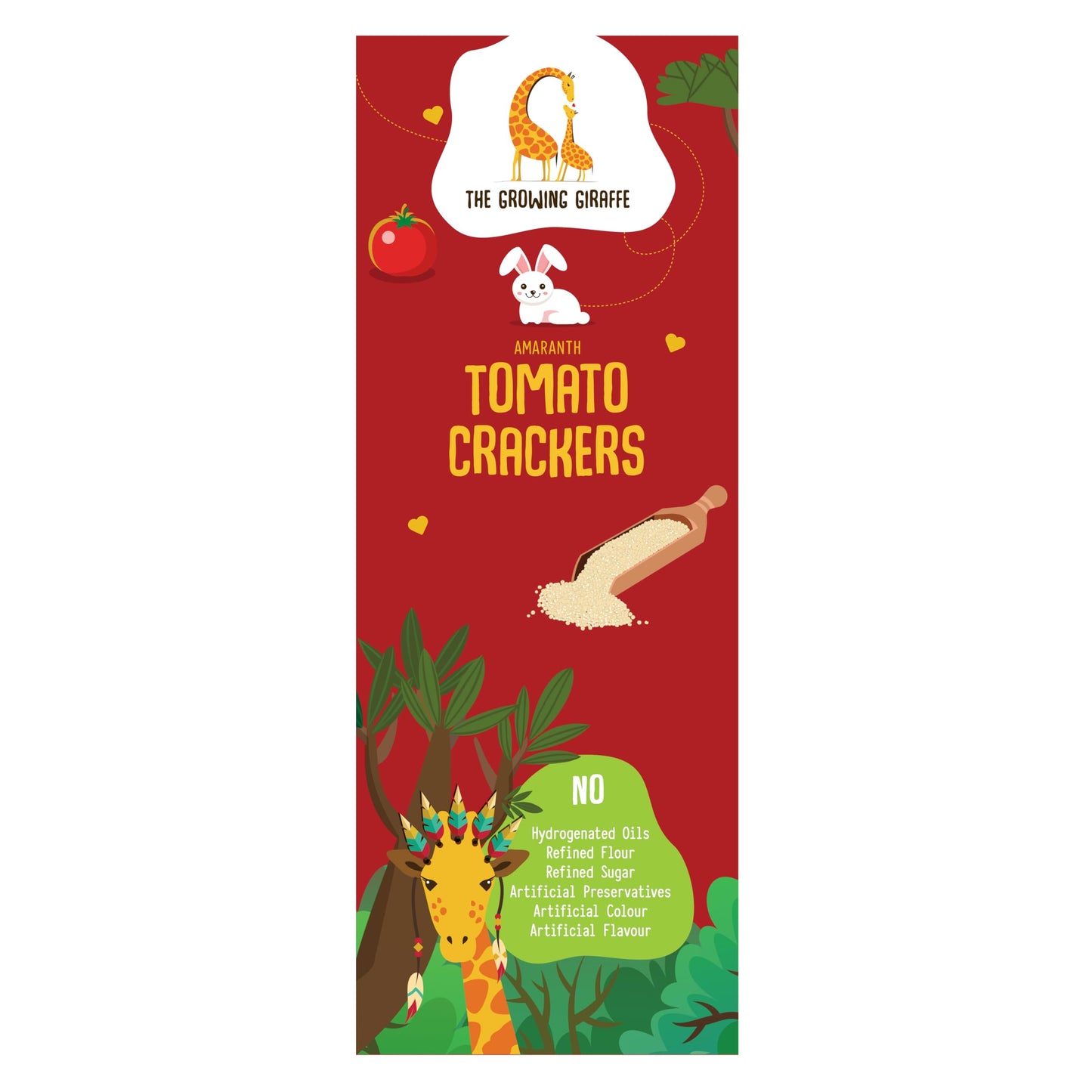THE GROWING GIRAFFE WHOLE GRAIN AMARANTH TOMATO CRACKERS GM