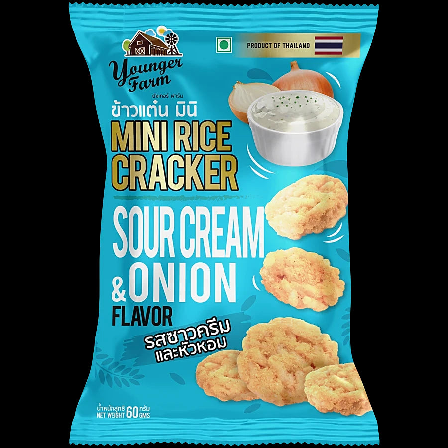YOUNGER FARMINI RICE CRAKER SOURCREAM & ONION LOVO 60GM