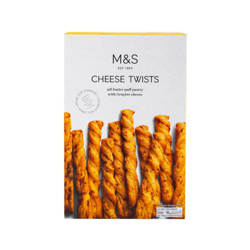 M AND S CHEESE TWISTS 125 GM