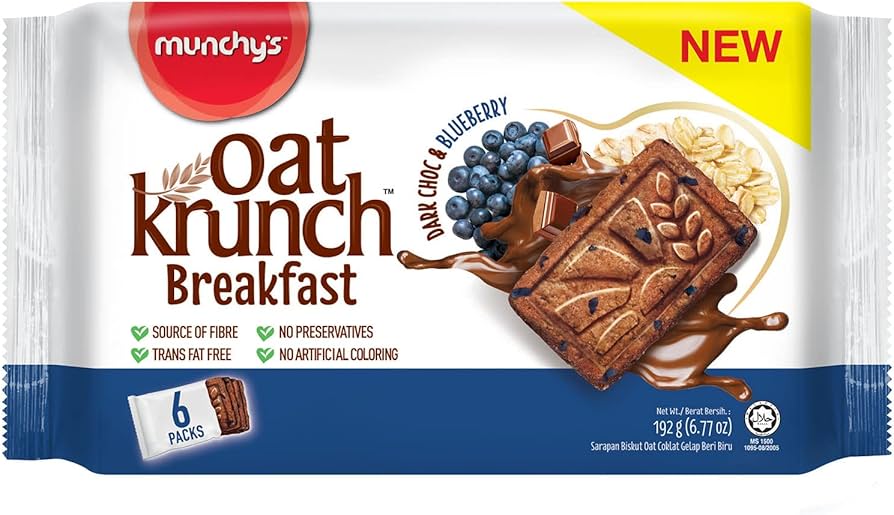 MUNCHYS OAT KRUNCH BREAKFAST DARK CHOC AND ALMOND 6 PACKS 192 GM