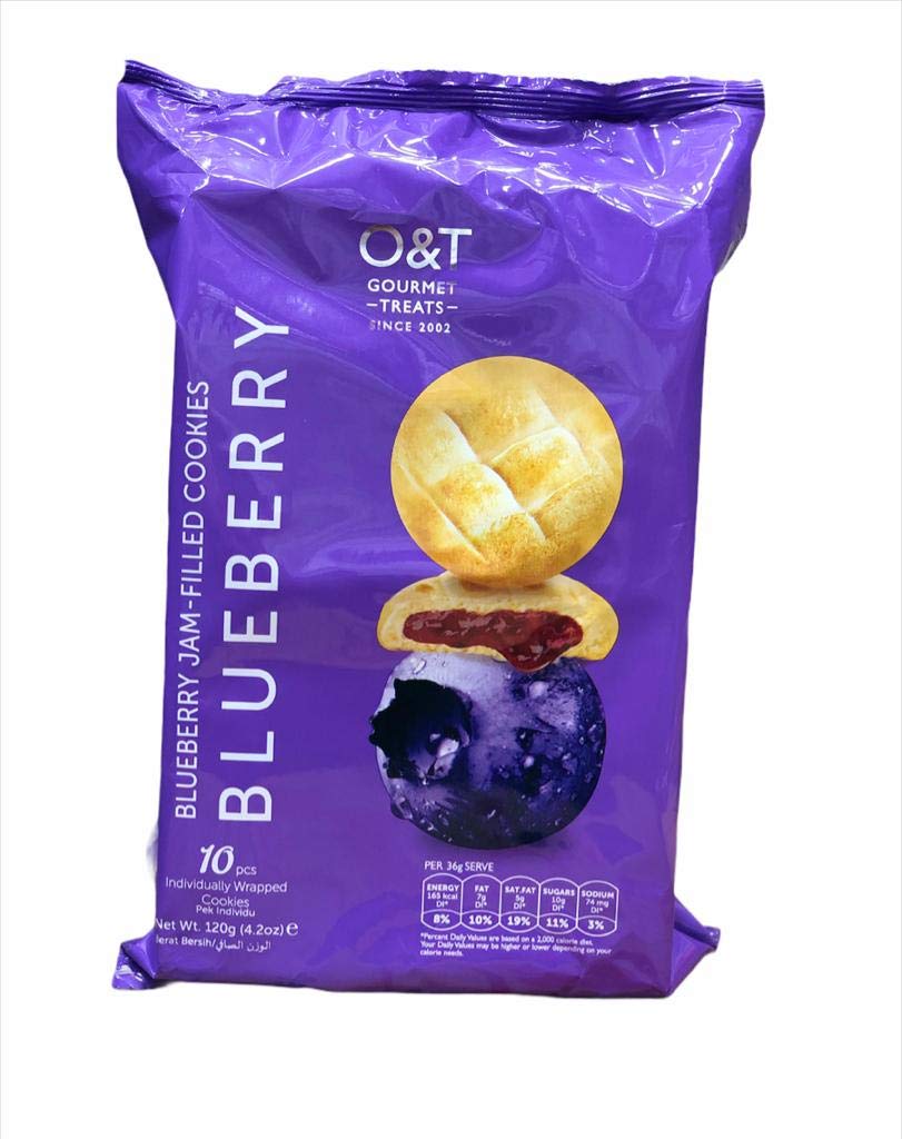 O AND T GOURMET TREATS BLUEBERRY JAM FILLED COOKIES 12 PCS 105 GM