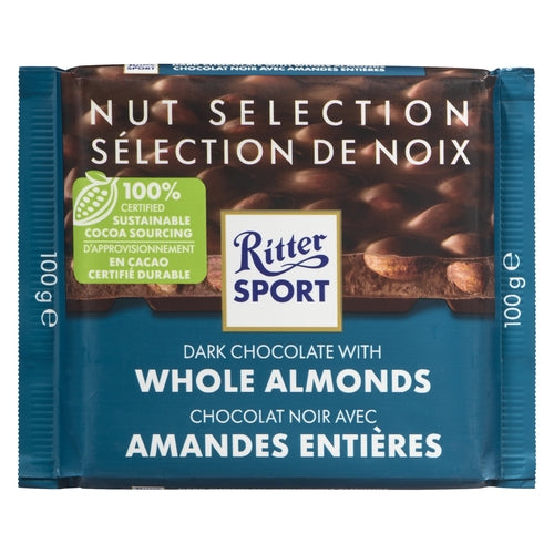RITTER SPORT DARK WHOLE SPORT ALOMONDS 100GM