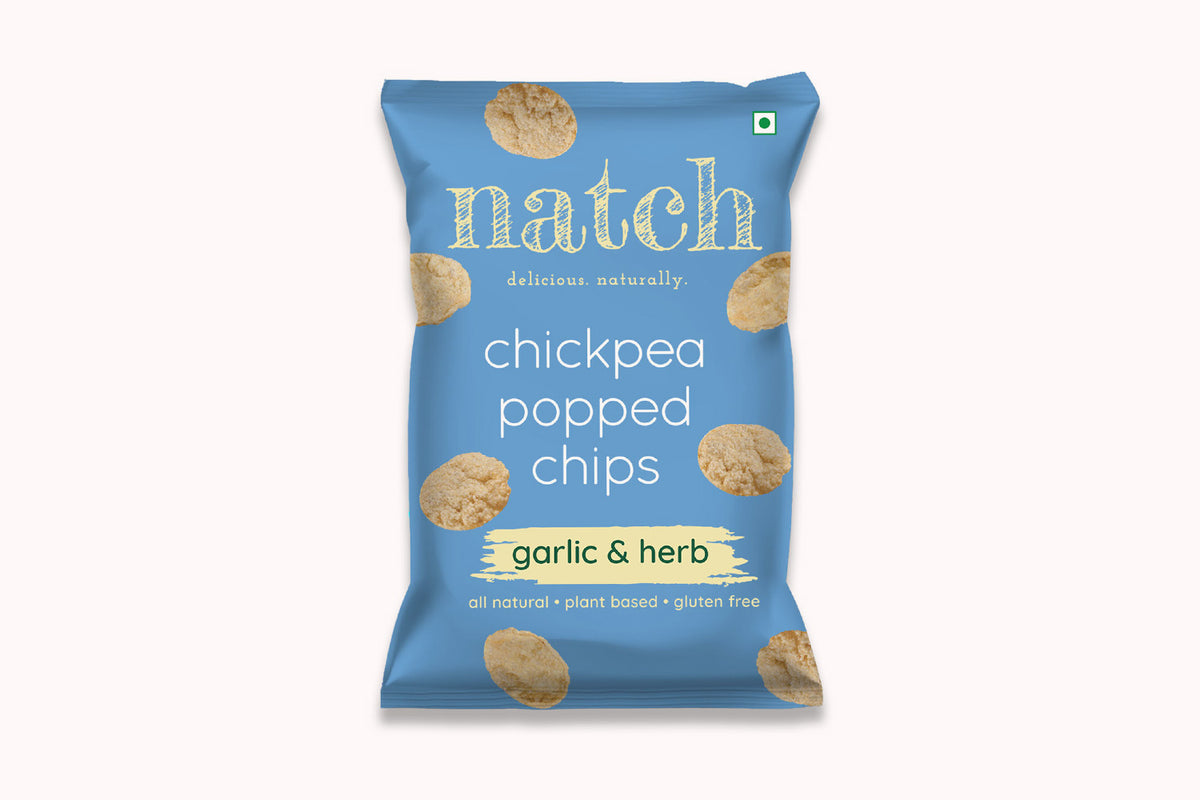 NATCH CHICKPEA POPPED CHIPS GARLIC AND HERB 55 GM