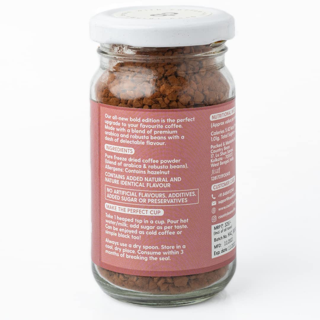 COUNTRY BEAN HAZELNUT INSTANT COFFEE 50GM