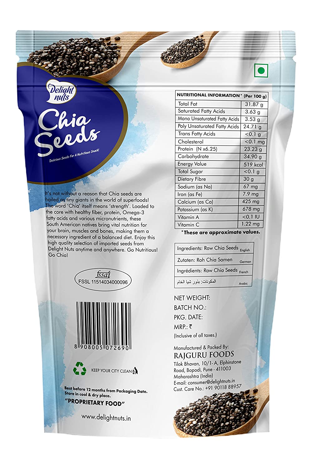 DELIGHT NUTS CHIA SEED 200 GM