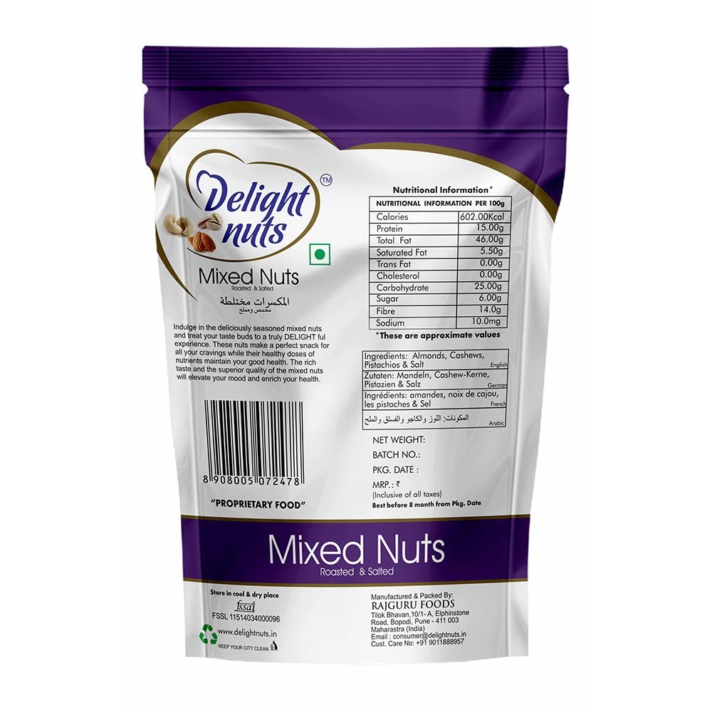DELIGHT NUTS MIXED NUTS ROASTED AND SALTED 200 GM