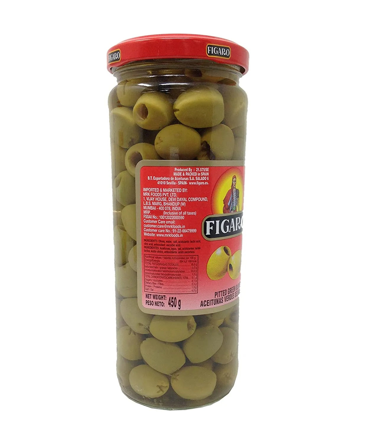 FIGARO PITTED GREEN OLIVES 420GM