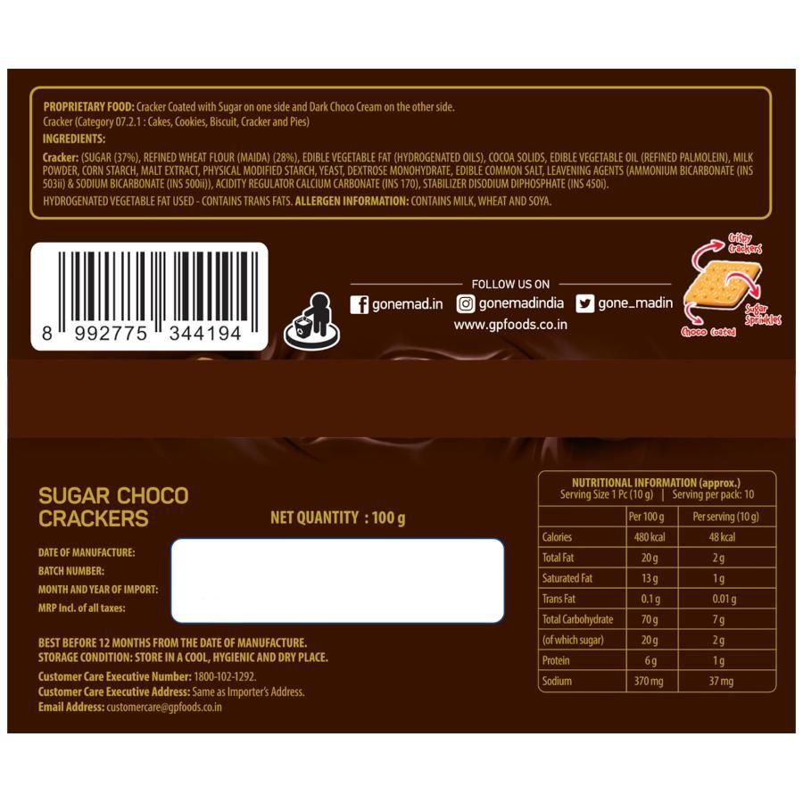GONE MAD GERY CHOCOLATE CRACKERS 126 GM
