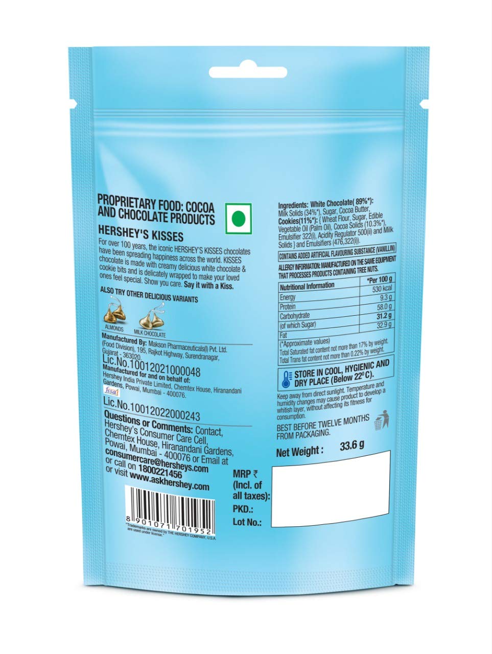 HERSHEYS COOKIES N CREME 33.6GM