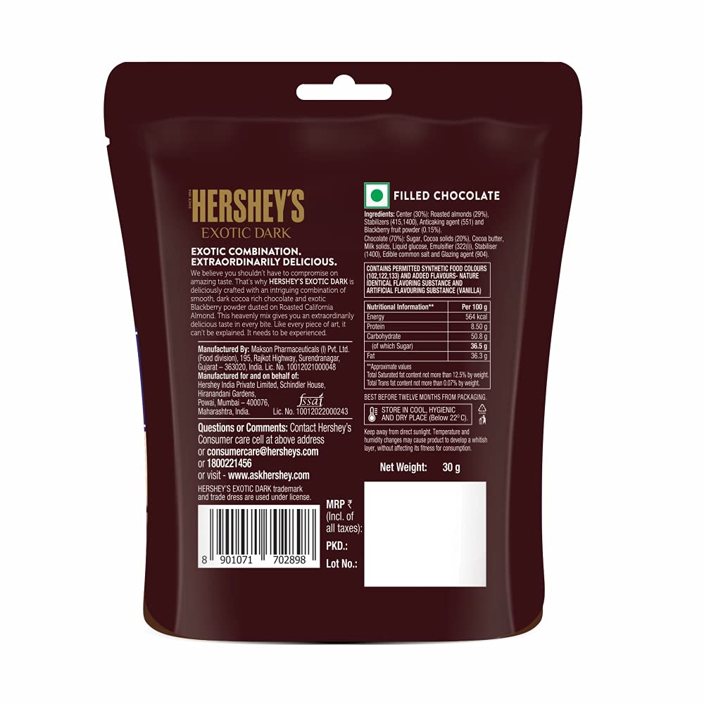 HERSHEYS ED CALIFORNIAN ALMONDS BLACKBERRY 30GM