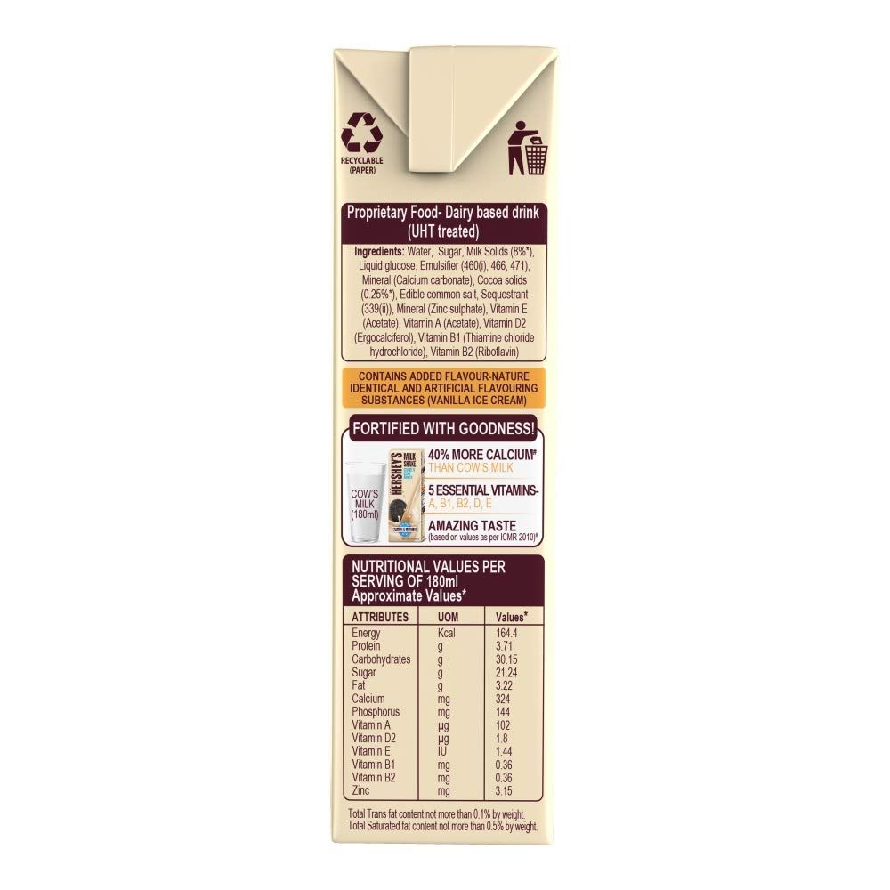 HERSHEYS MILK SHAKE COOKIES CREAM 180ML