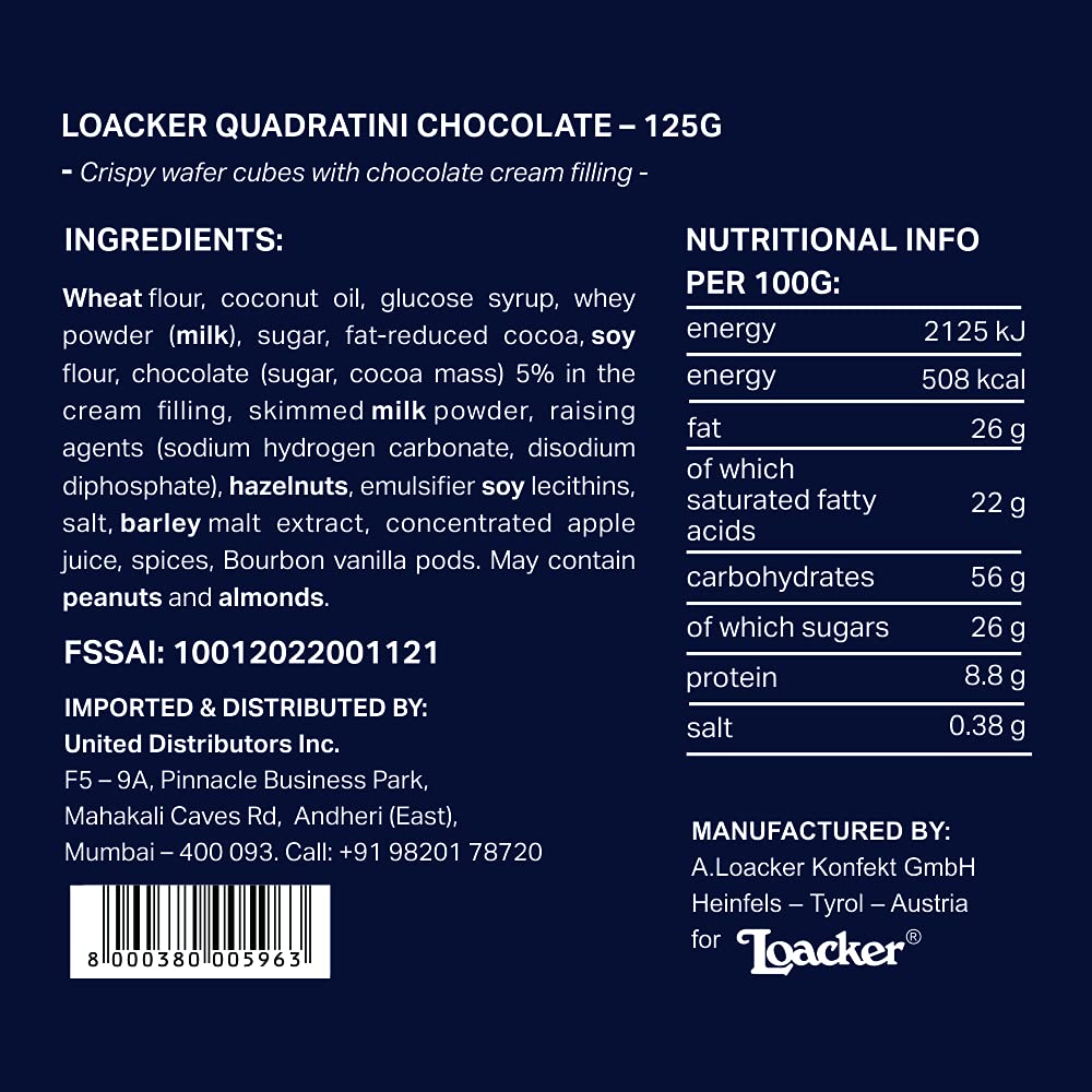 LOACKER CHOCOLATE 125 GM
