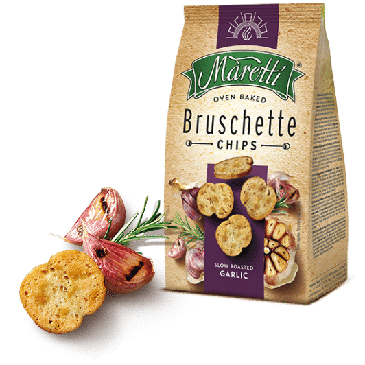 MARETTI BRUSCHETTE CHIPS GARLIC 70GMS