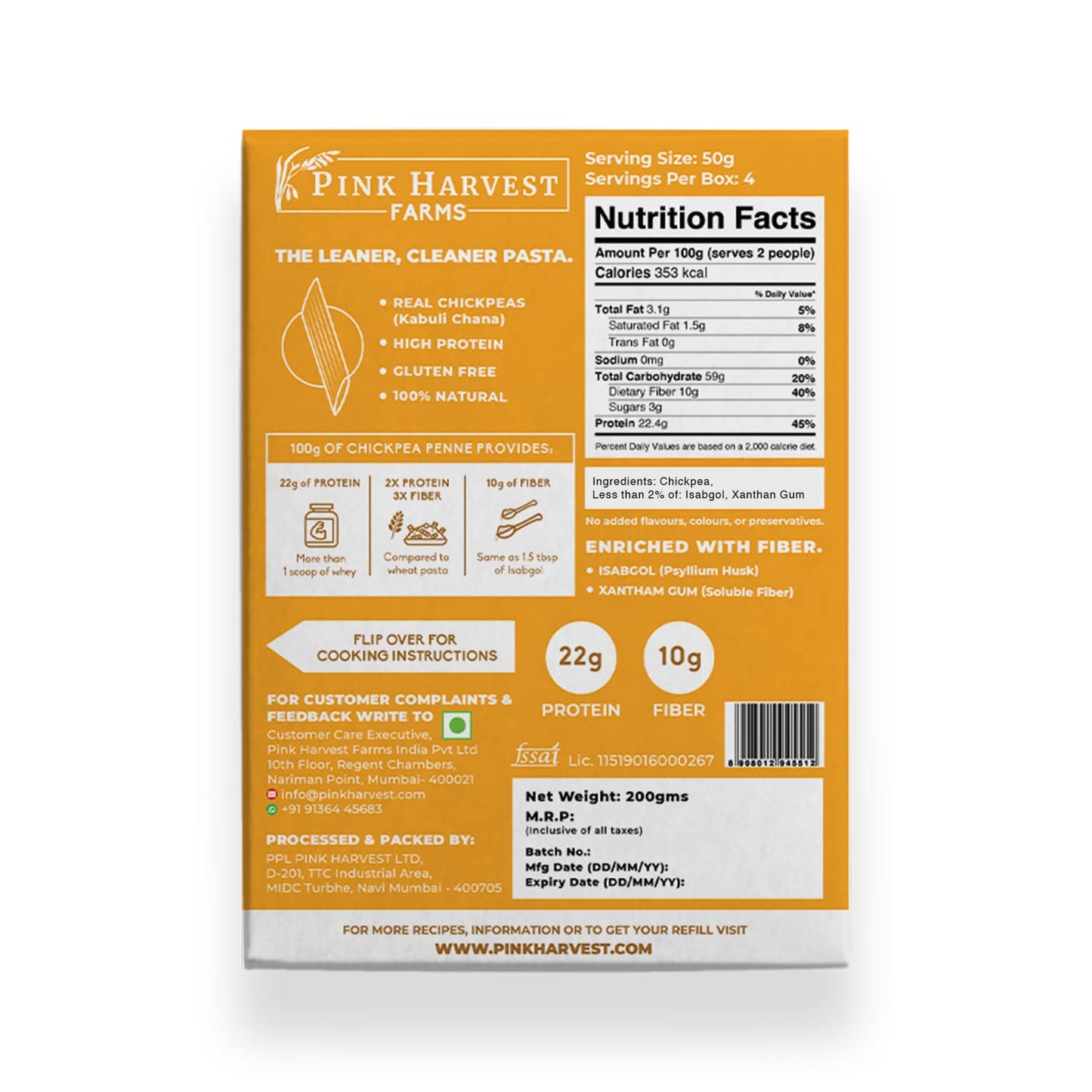PINK HARVEST GLUTEN FREE CHIKPEA PENNE 200 GM