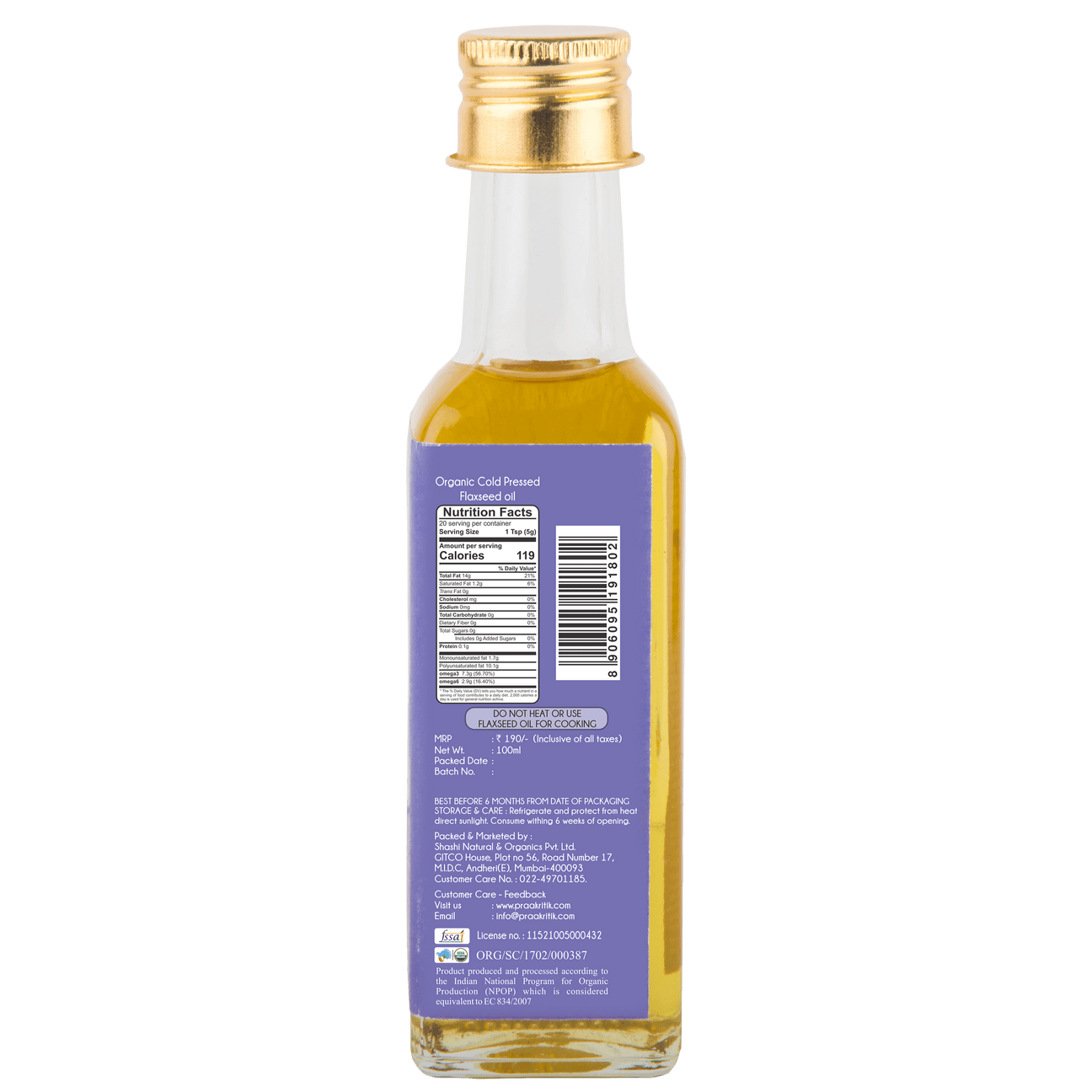PRAAKRITIK FLAX SEED OIL 100 ML