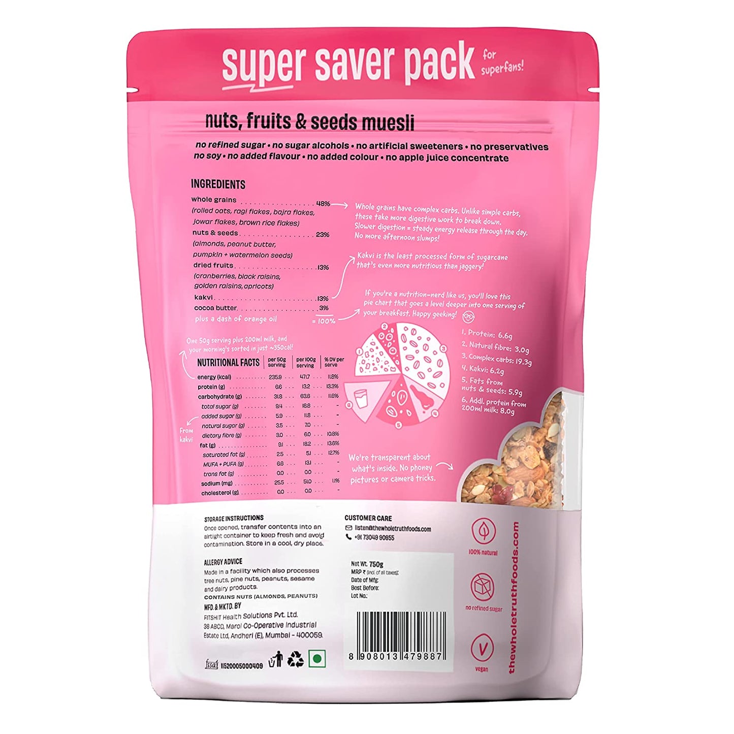 THE WHOLE TRUTH NUTS, FRUITS SEEDS MUESLI 350 GM