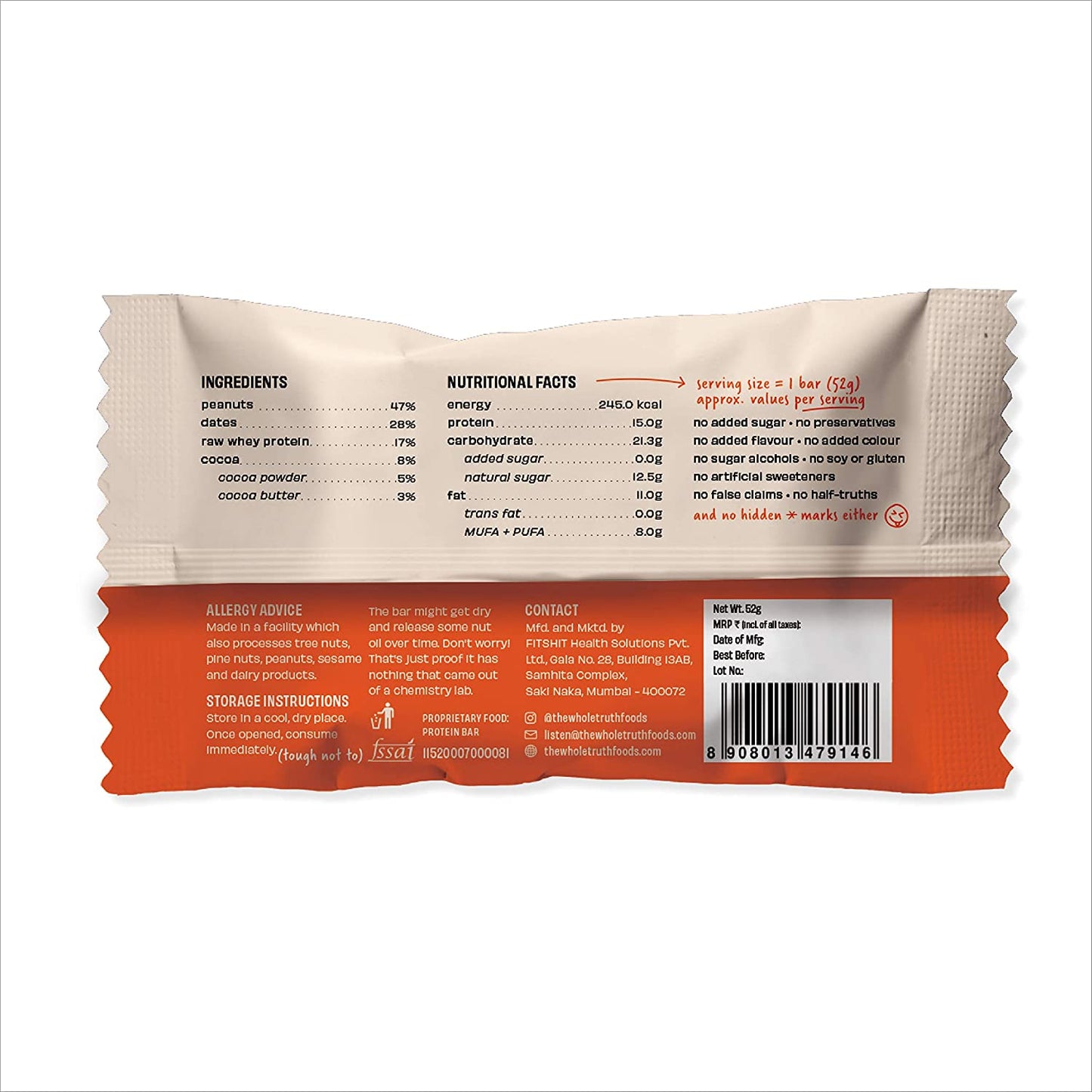 THE WHOLE TRUTH PEANUT COCOA 52 GM