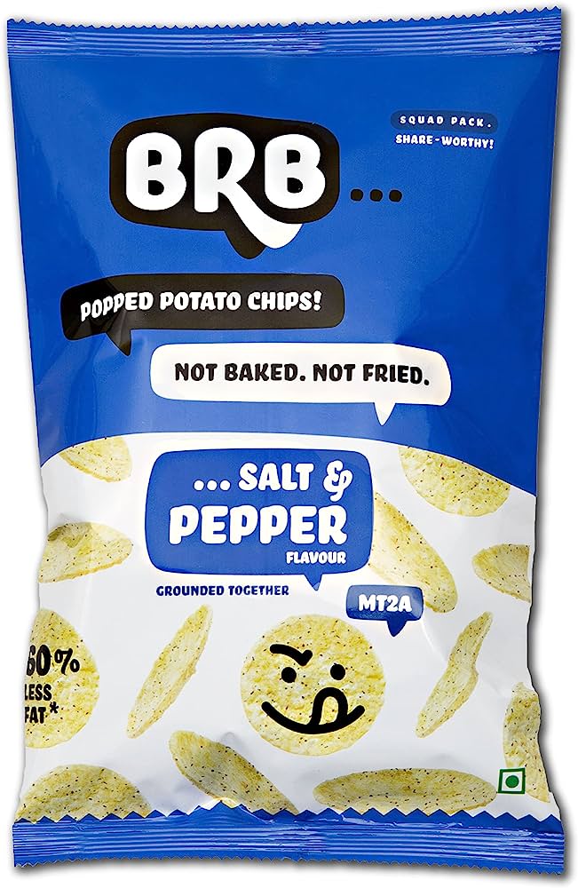 BRB POPPED POTATO CHIPS SALT & PEPPER 52G
