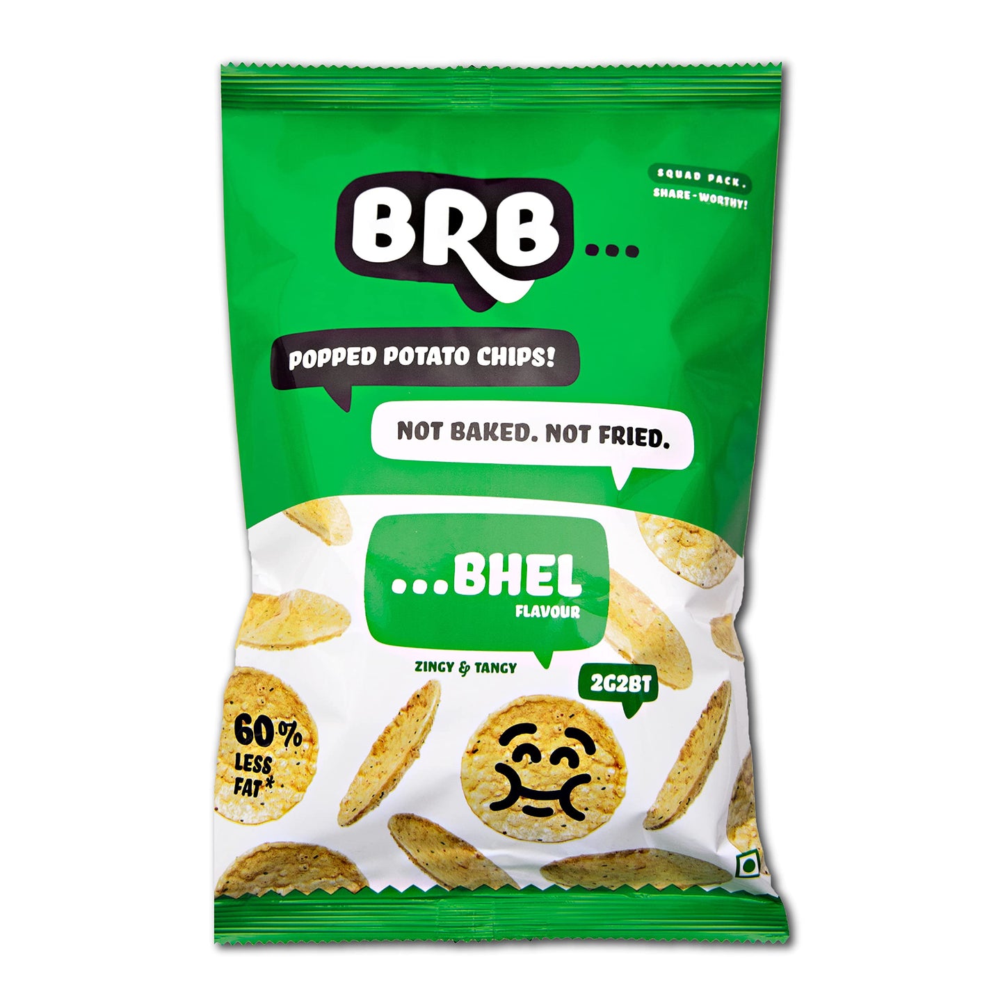 BRB POPPED POTATO CHIPS BHEL ZINCY TANGY 52G