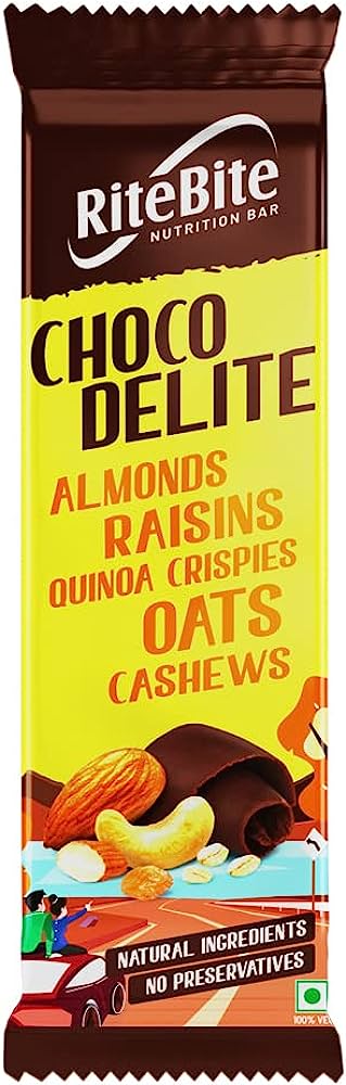 RITEBITE CHOCO DELITE ALMONDS RAISINS QUINOA CRISPIES OATS CASHEWS 40G