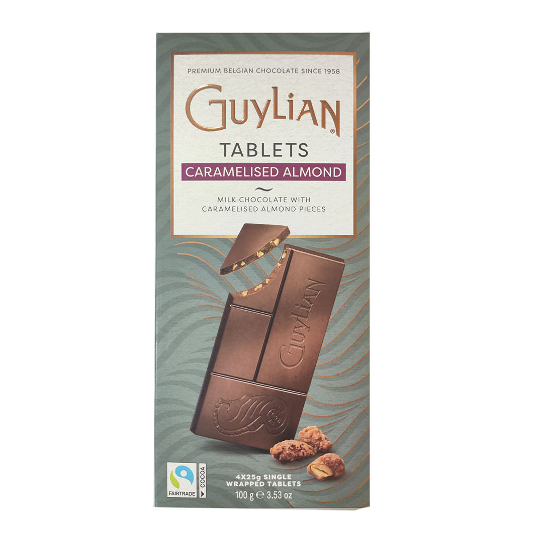 GUYLIAN TABLETS CARAMELISED ALMOND 100GM