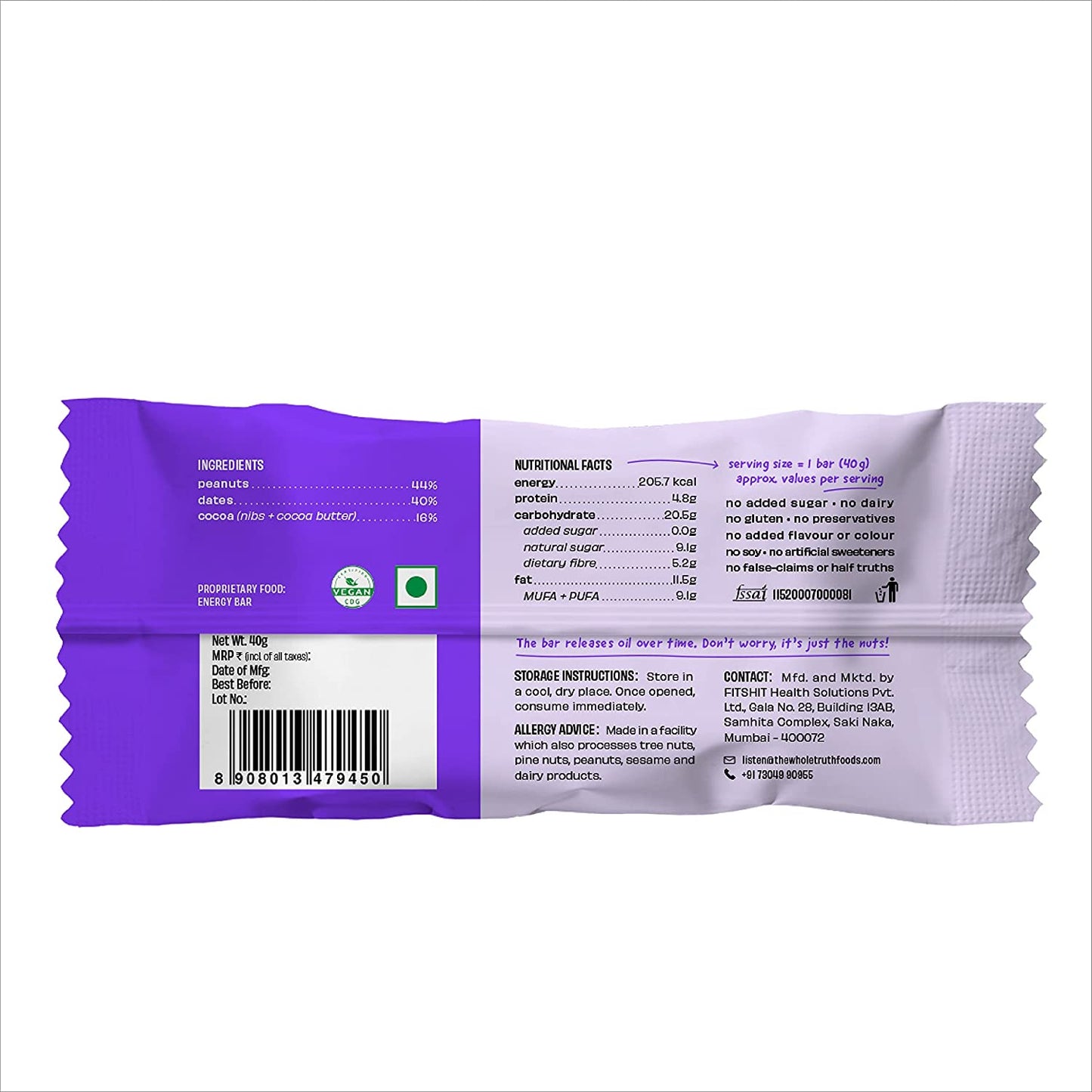 THE WHOLE TRUTH PEANUT CHOCO FUDGE 40 GM