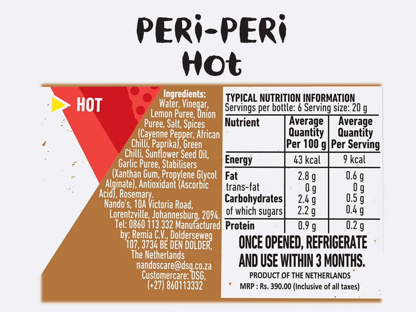 NANDOS HOT PERI-PERI SAUCE 250 GM TGO9