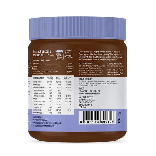 THE WHOLE TRUTH DARK CHOCOLATE PEANUT BUTTER CREAMY 325 GM TGO9