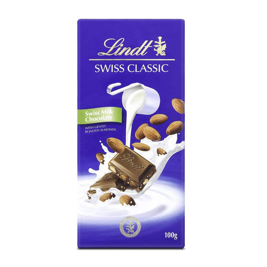 LINDT SWISS CLASSIC MILK CHOCOLATE ALMOND 100G