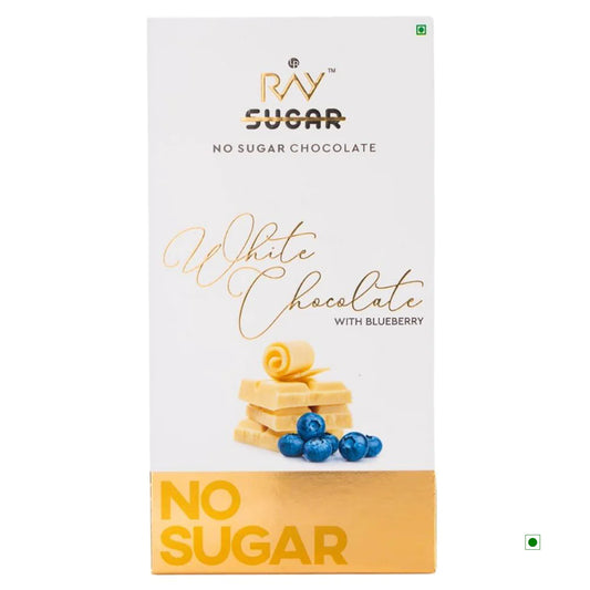 RAY SUGAR WHITE CHOCOLATE WITH BLUEBERRY CHOCOLATE NO SUGAR 90GM
