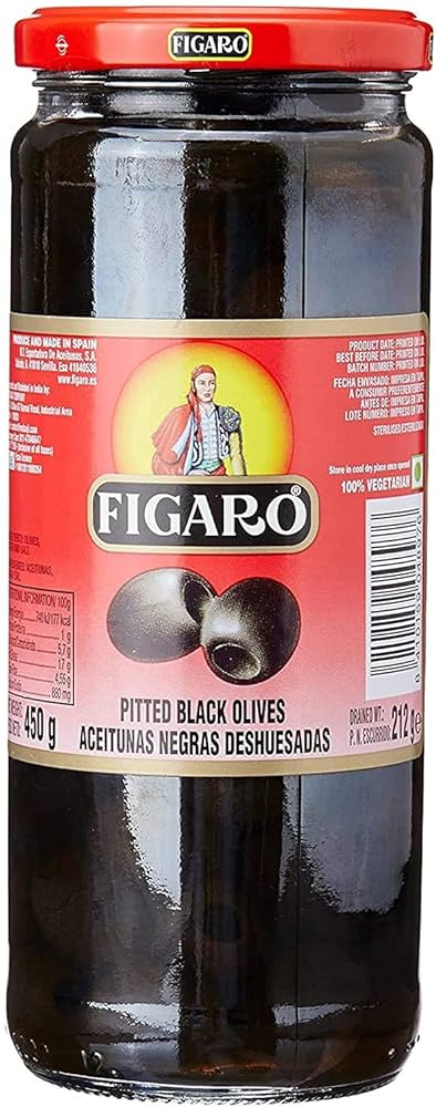 FIGARO PITTED BLACK OLIVES 420G 212G