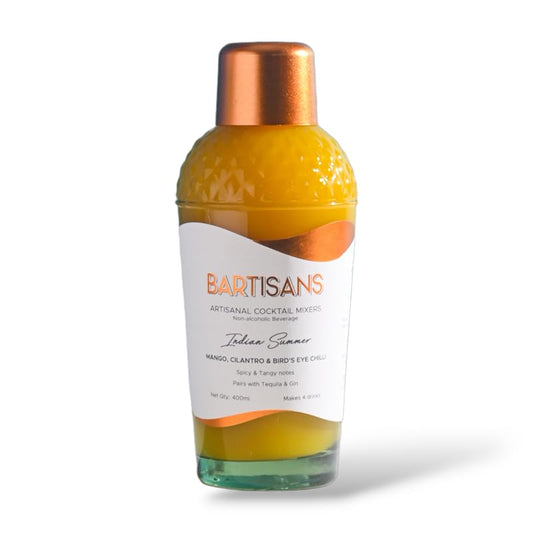 BARTISANS INDIAN SUMMER MANGO, CILANTRO AND BIRDS EYE CHILLI ARTISANAL COCKTAIL MIXERS 400ML