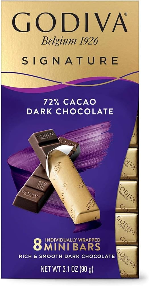 Godiva 72 Cacao Dark Chocolate 8 mini bars (90 gm)