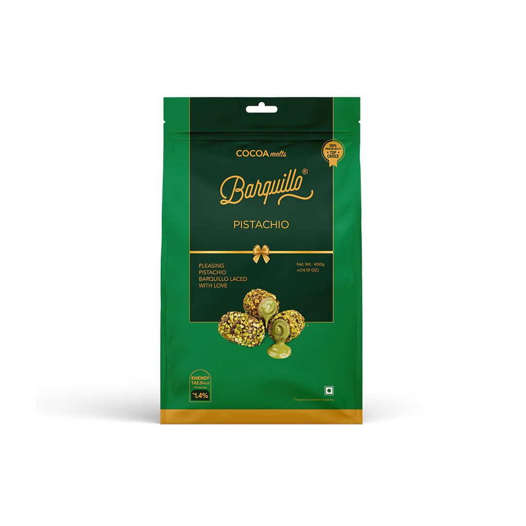BARQUILLO COCOA MELTS PISTACHIO 100GM
