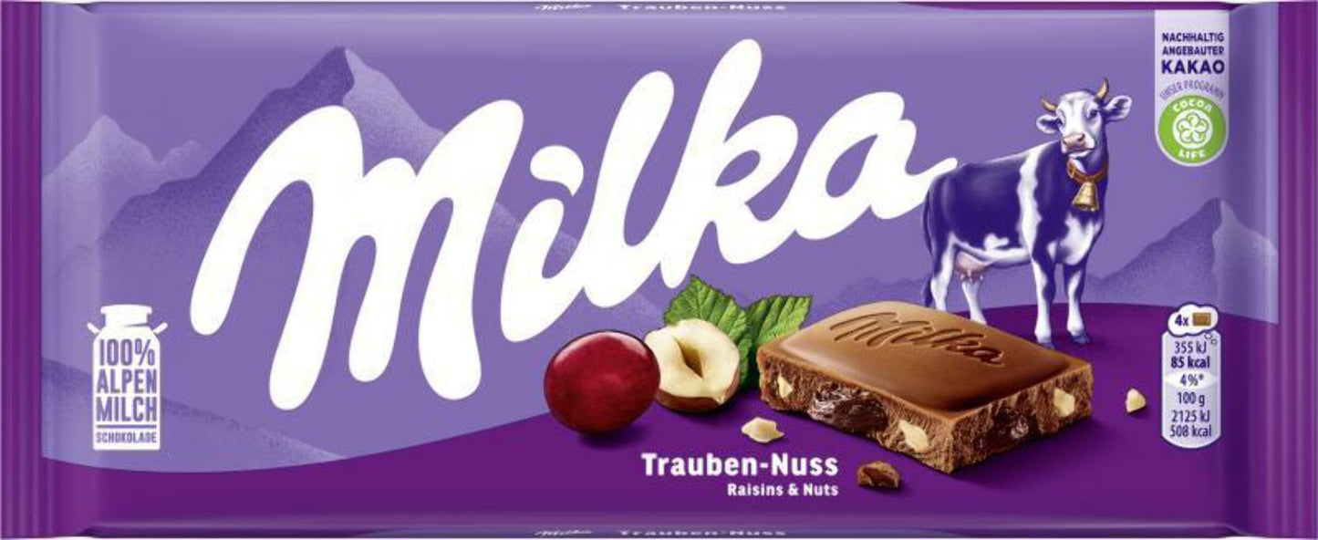 MILKA RAISINS AND NUTS 100 GM