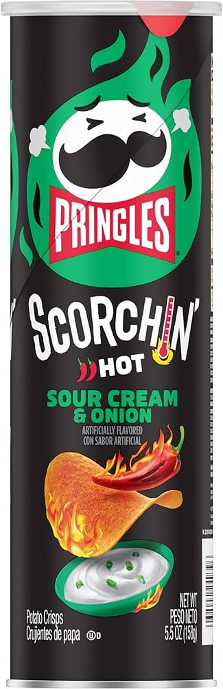 PRINGLES SCORCHIN HOT SOUR CREAM AND ONION 158 GM