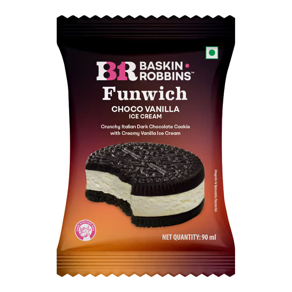 BASKIN ROBBINS FUNWICH CHOCO VANILLA ICE CREAM 90 ML