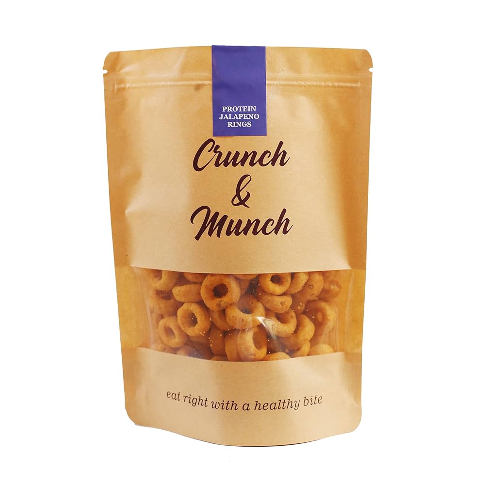 CRUNCH AND MUNCH PROTEIN JALAPENO RINGS 125GM