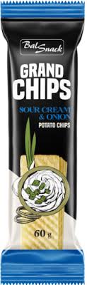 BALSNACK GRAND CHIPS SOUR CREAM AND ONION POTATO CHIPS 90 GM