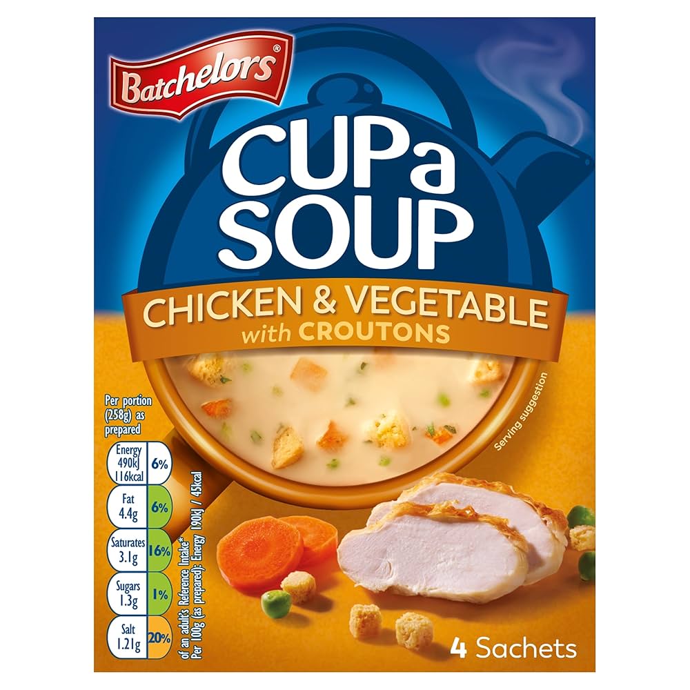 BATCHELORS CUPA SOUP CHICKEN AND VEGETABLE 4 SACHETS 93 GM