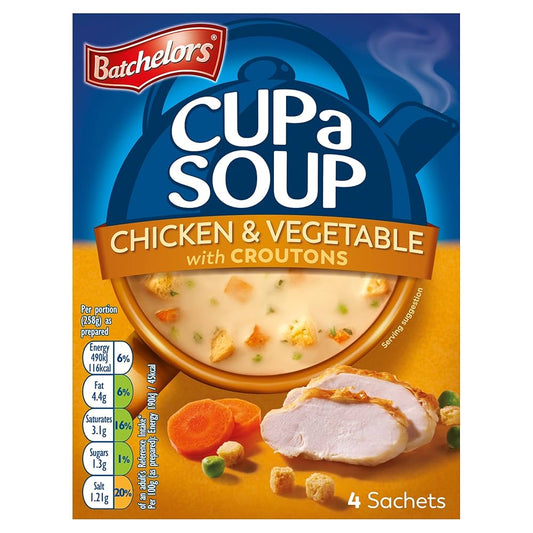 BATCHELORS CUPA SOUP CHICKEN AND VEGETABLE 4 SACHETS 93 GM