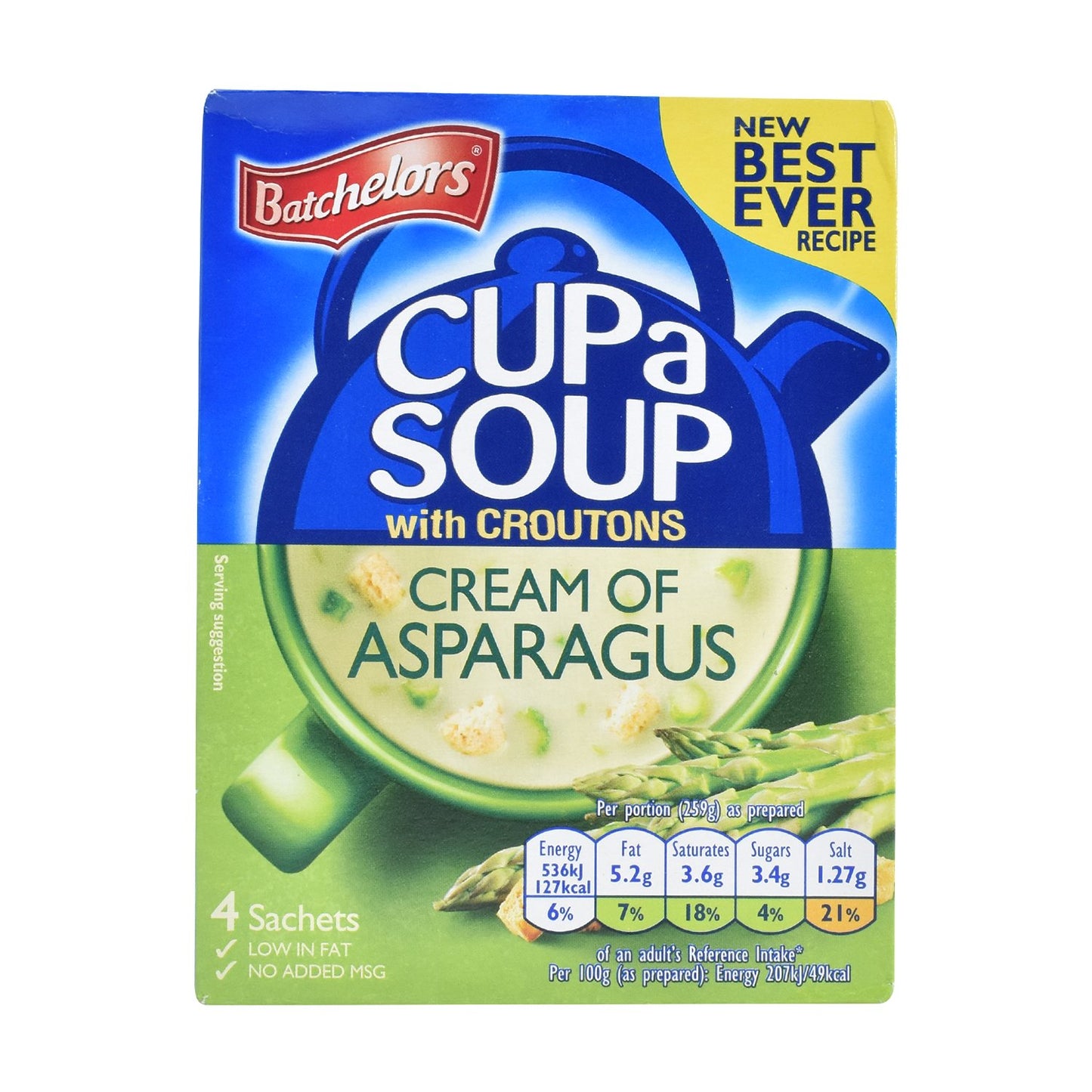 BATCHELORS CUPA SOUP ASPARGUS 4 SACHETS 93 GM