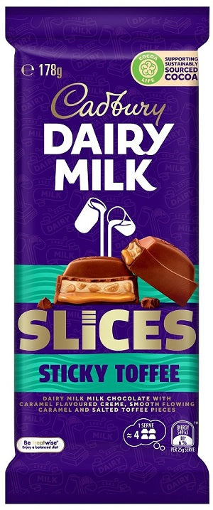 CADBURY DAIRY MILK SLICES STICKY TOFFEE 178 GM