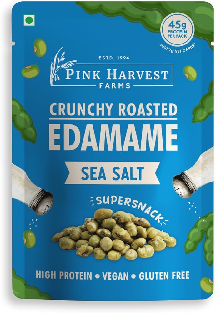 PINK HARVEST CRUNCHY ROASTED EDAMAME SEA SALT VEGAN 100 GM